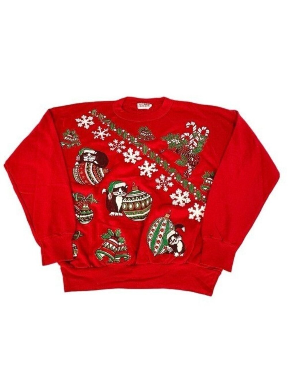 Vintage 1990 Nut Cracker Size M Kitten Sweater Christmas Red Holiday Sweatshirt